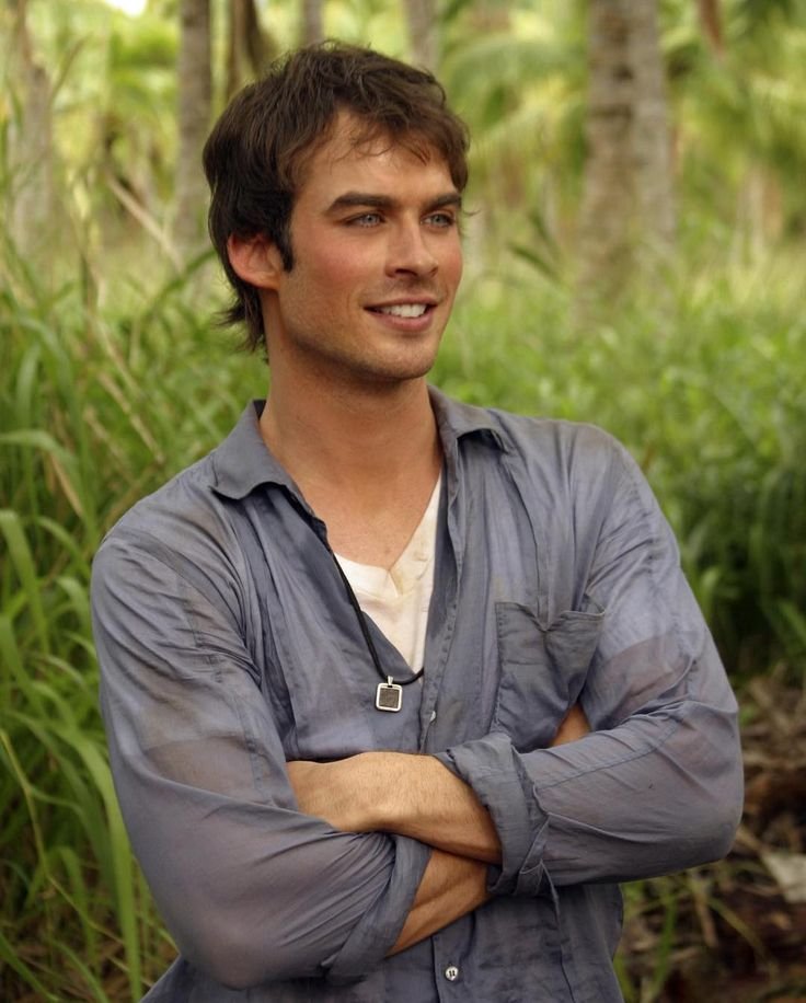 Boone Carlyle Ian Somerhalder Lost, Forehead, Smile, People in nature, Dress shirt, Flash photography, Sleeve